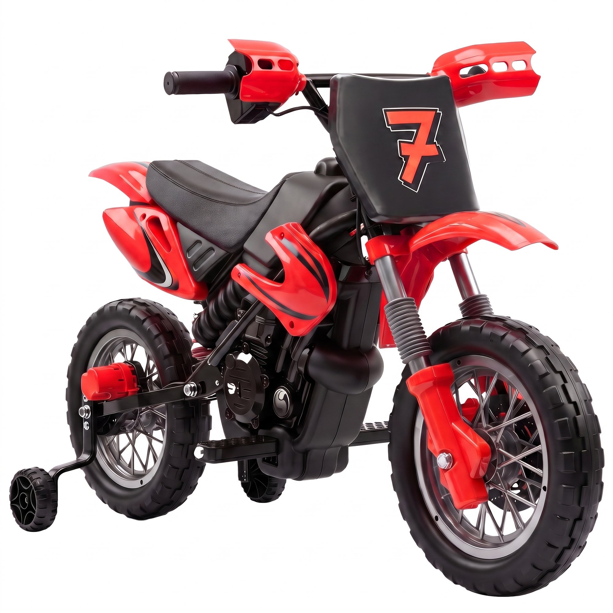 AIYAPLAY 12V Ages 3-6 Dual Motor Training Wheels Electric Motorbike – Red