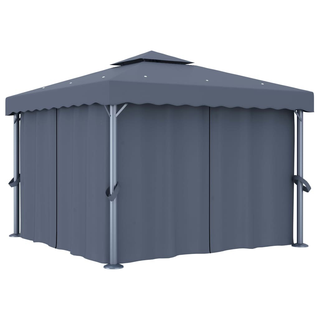 Walplus 3 x 3 m Aluminium Gazebo with Curtain - Anthracite