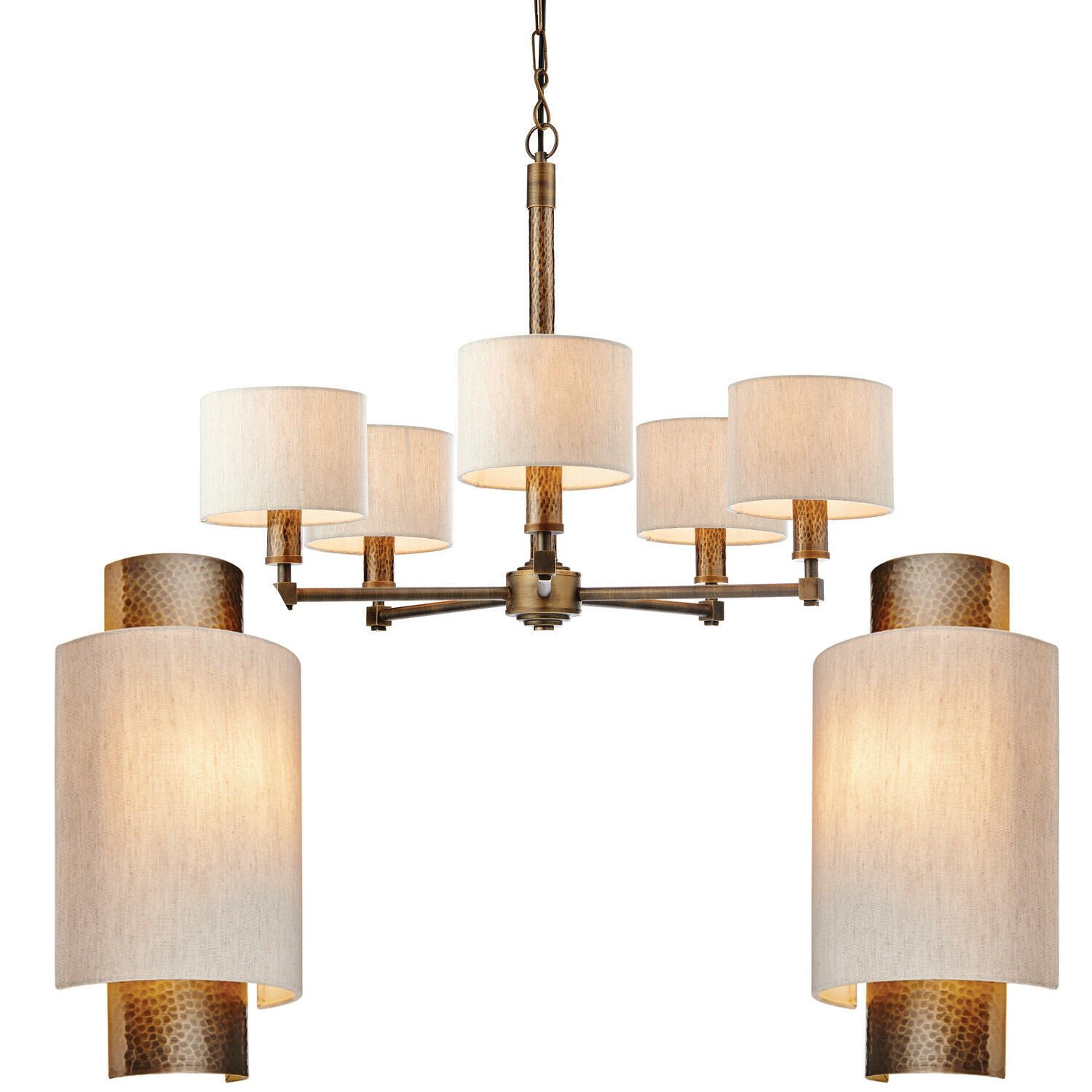 Loops Direct Steel and Fabric Light Set - Aged and Hammered Bronze