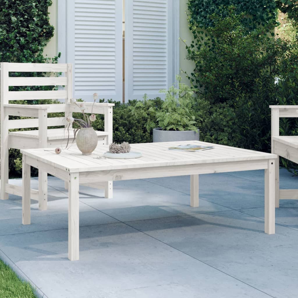 Walplus Solid Pine Wood Garden Table - White - 121 x 82.5 x 45 cm