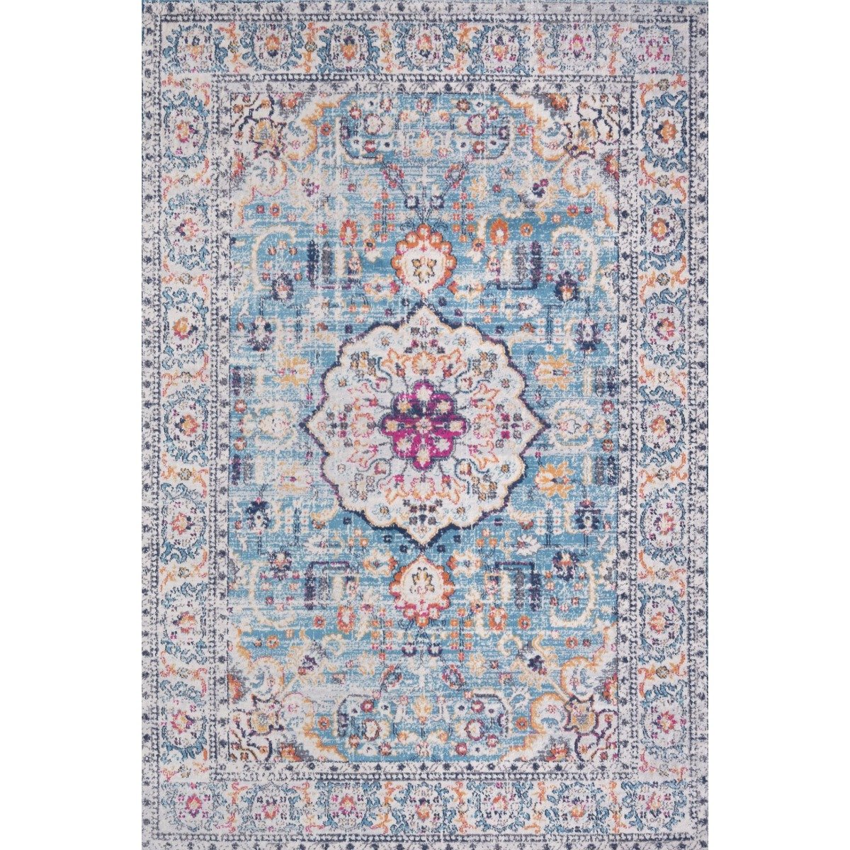 The Rugs Blue Marrakech Vintage Medallion Rug - 160 x 230cm