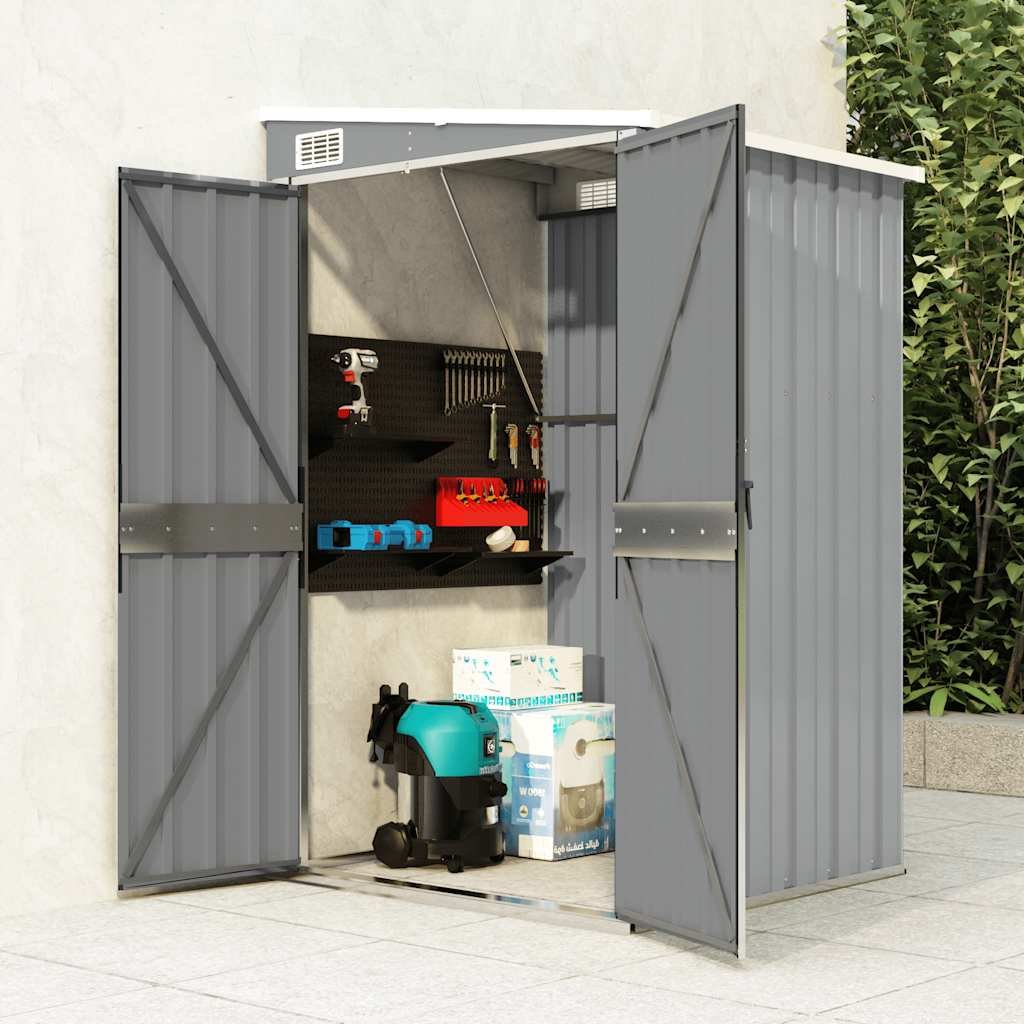 Walplus Galvanised Steel Wall-mounted Garden Shed - Grey - 178 cm