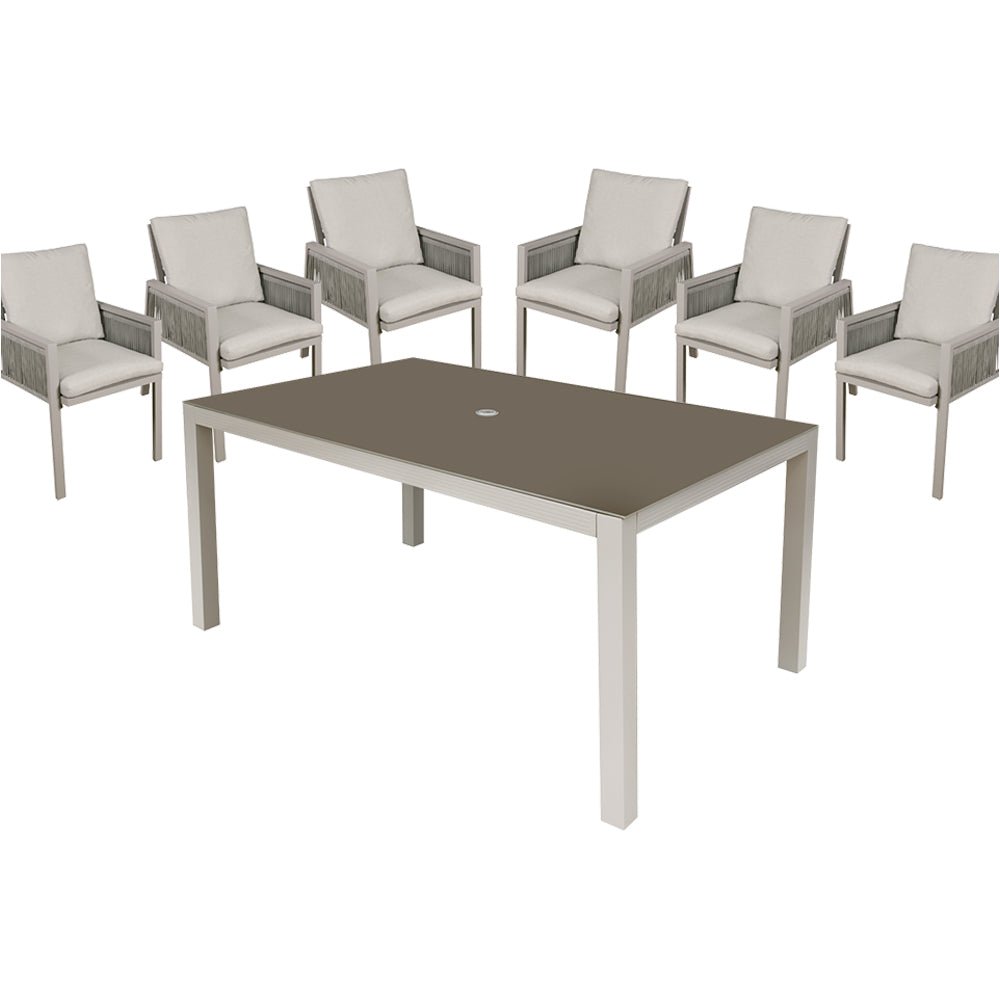 Loops Direct Powder Coated Aluminium Garden Dining Set - Light Grey