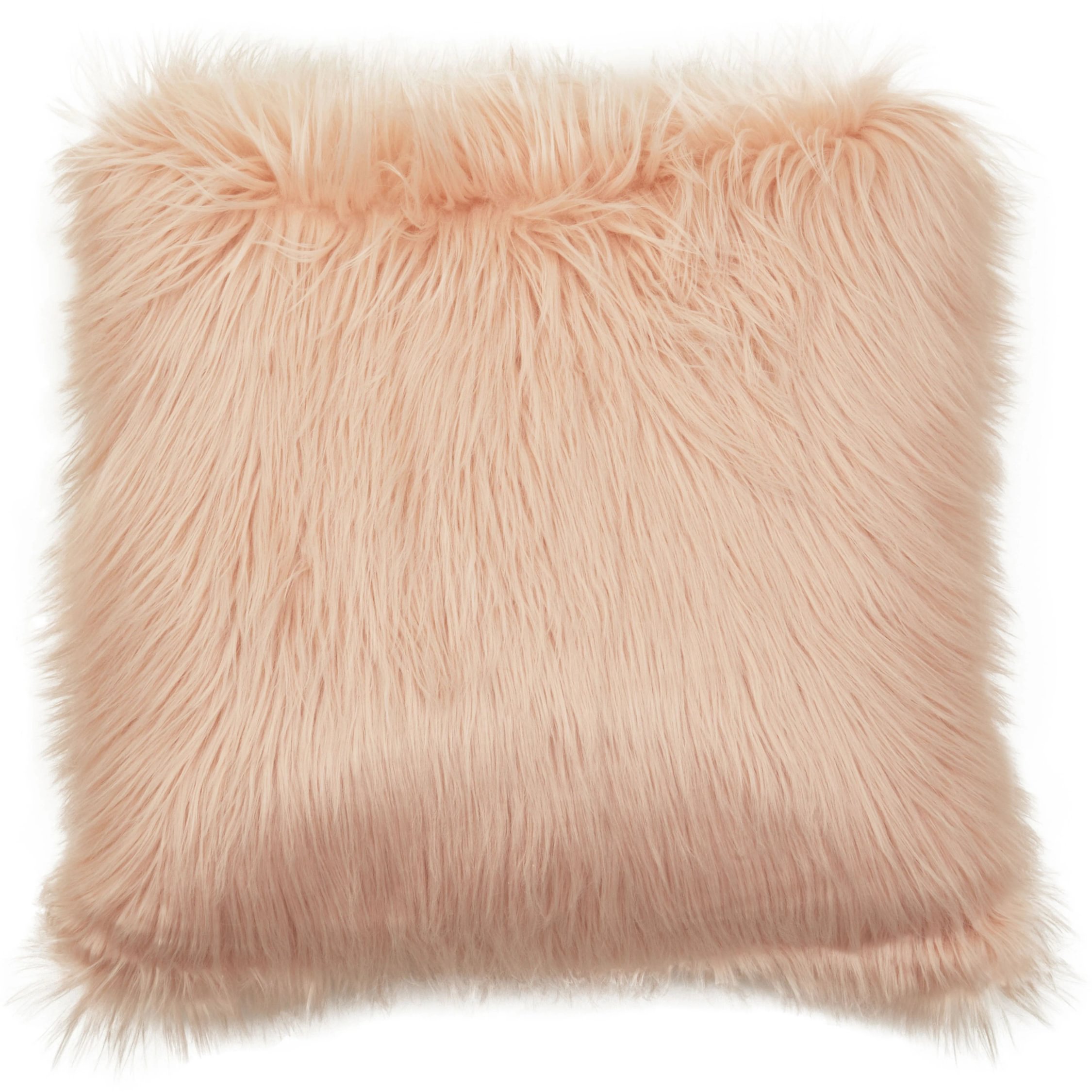 Orsina Bosie Mongolian Faux Fur Square Cushion – Pink
