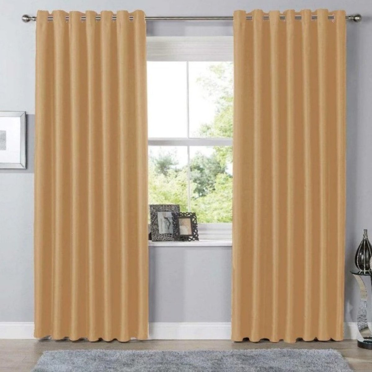 New Edge Blinds Ochre Blackout Eyelet Curtains - 117cm x 137cm