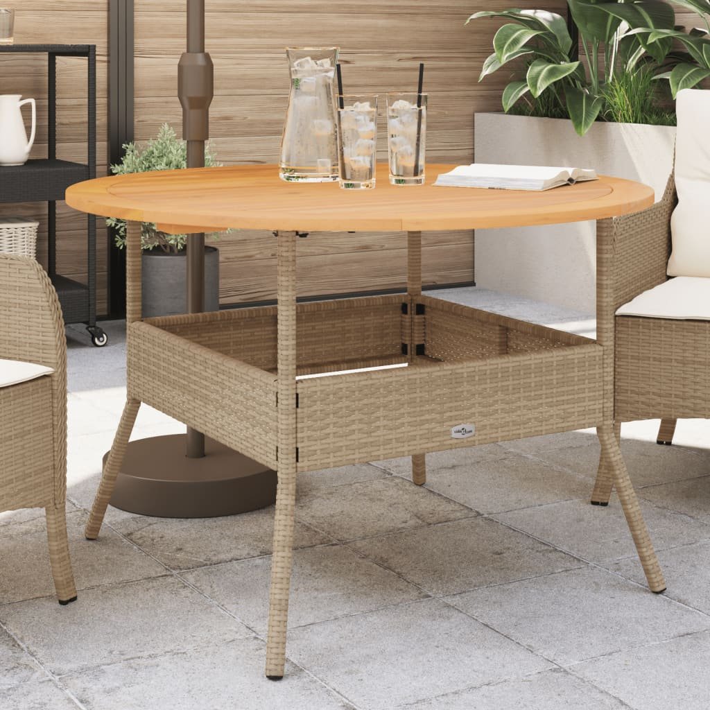 Walplus Poly Rattan Garden Table - Beige - 110 x 71 cm