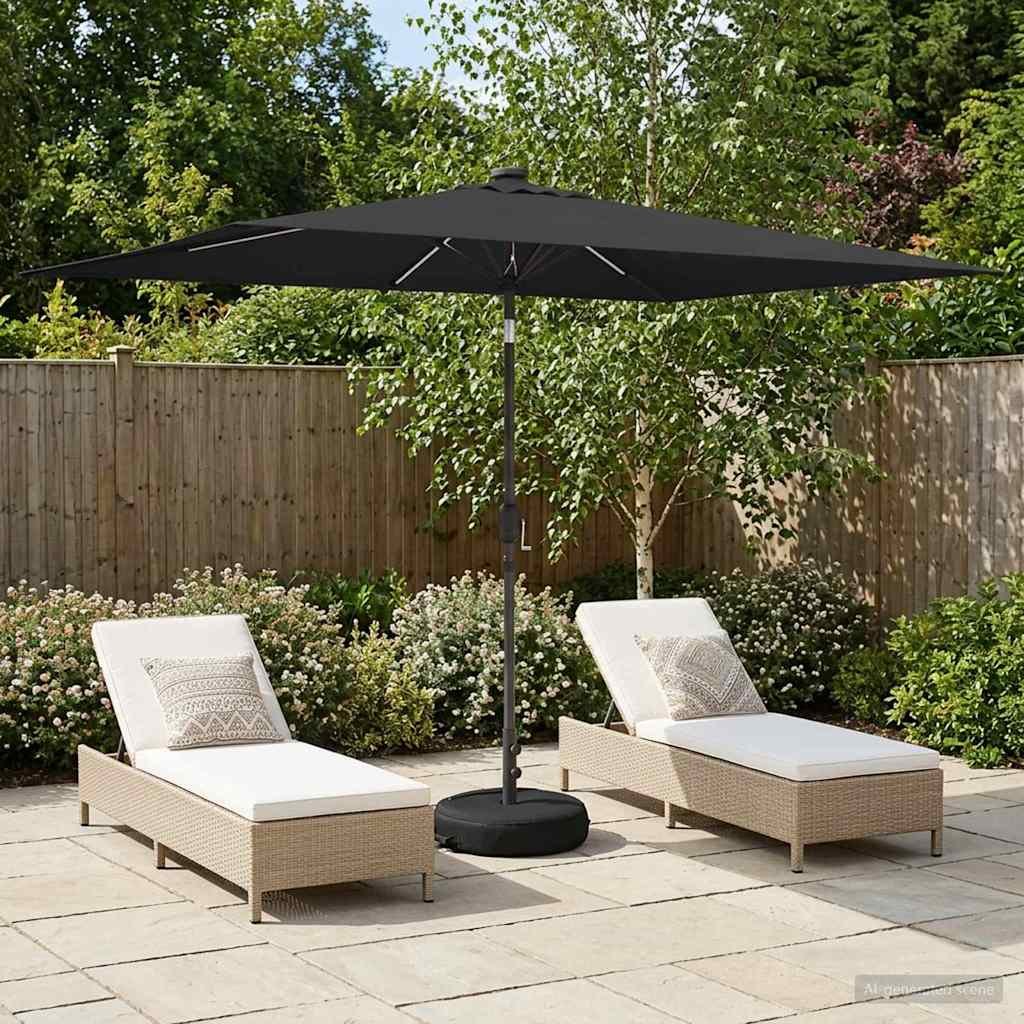 Walplus Polyester Garden Parasol - Anthracite - 290 x 190 x 235 cm