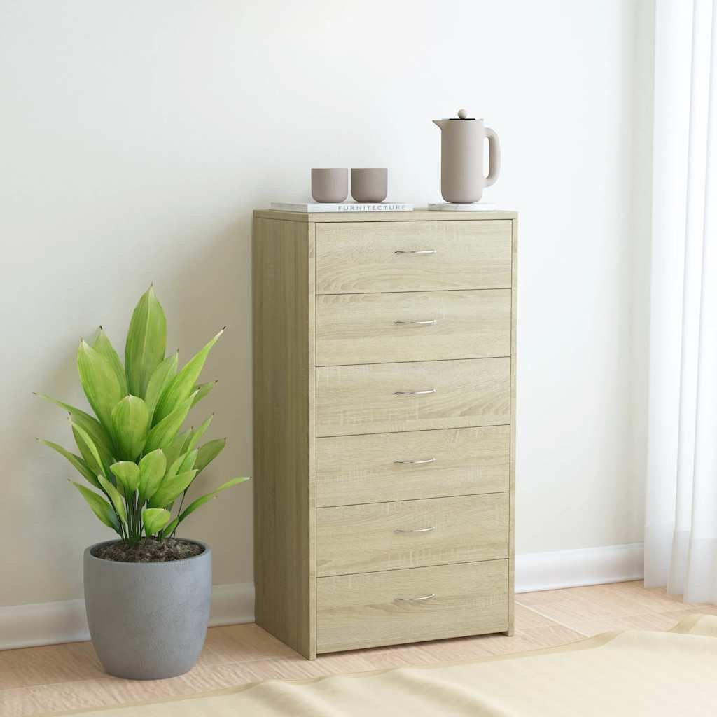 Walplus Engineered Wood Sideboard - Sonoma Oak - 50 x 34 x 96 cm