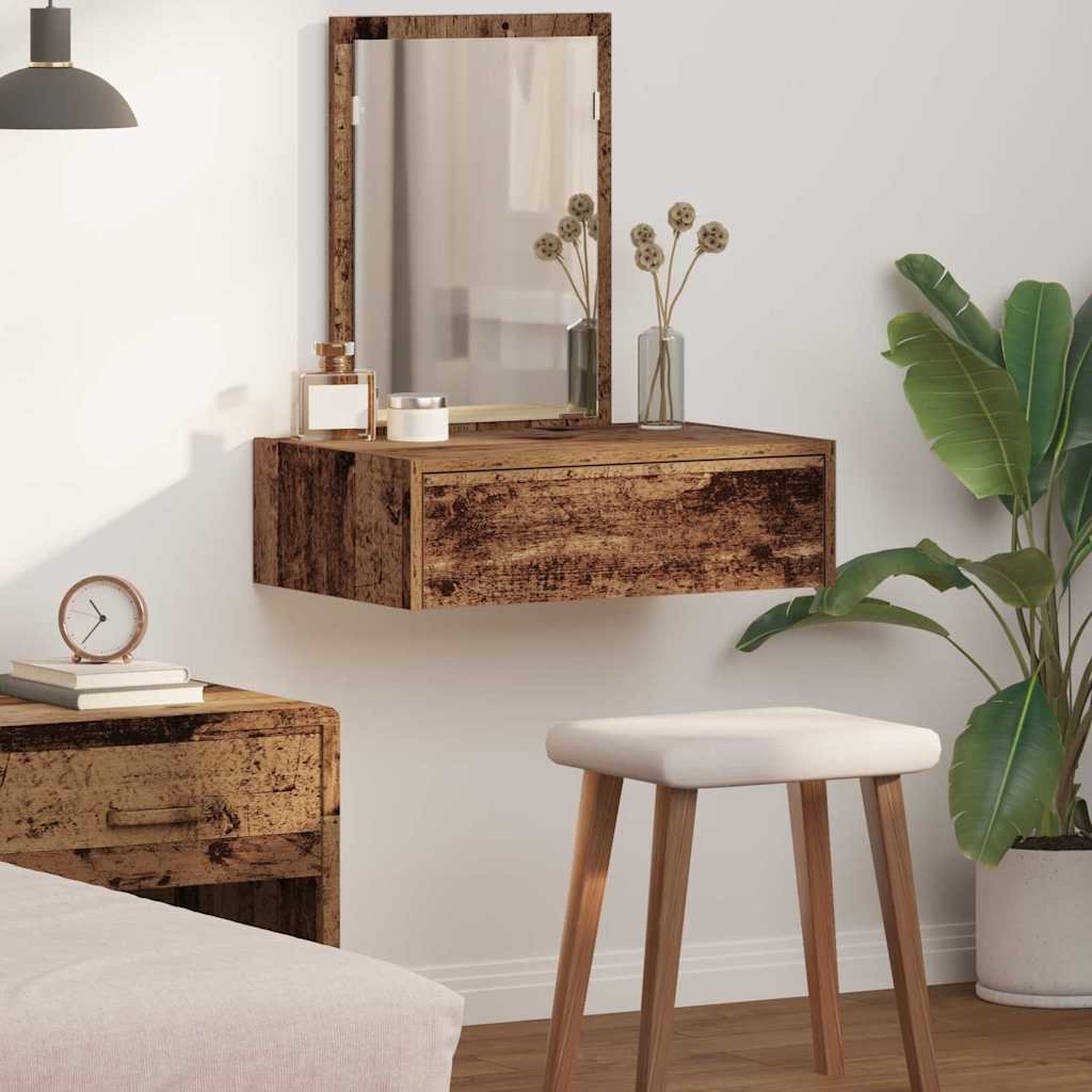 Walplus 1 Drawer Engineered Wood Dressing Table - Brown - 60 x 40 x 70 cm