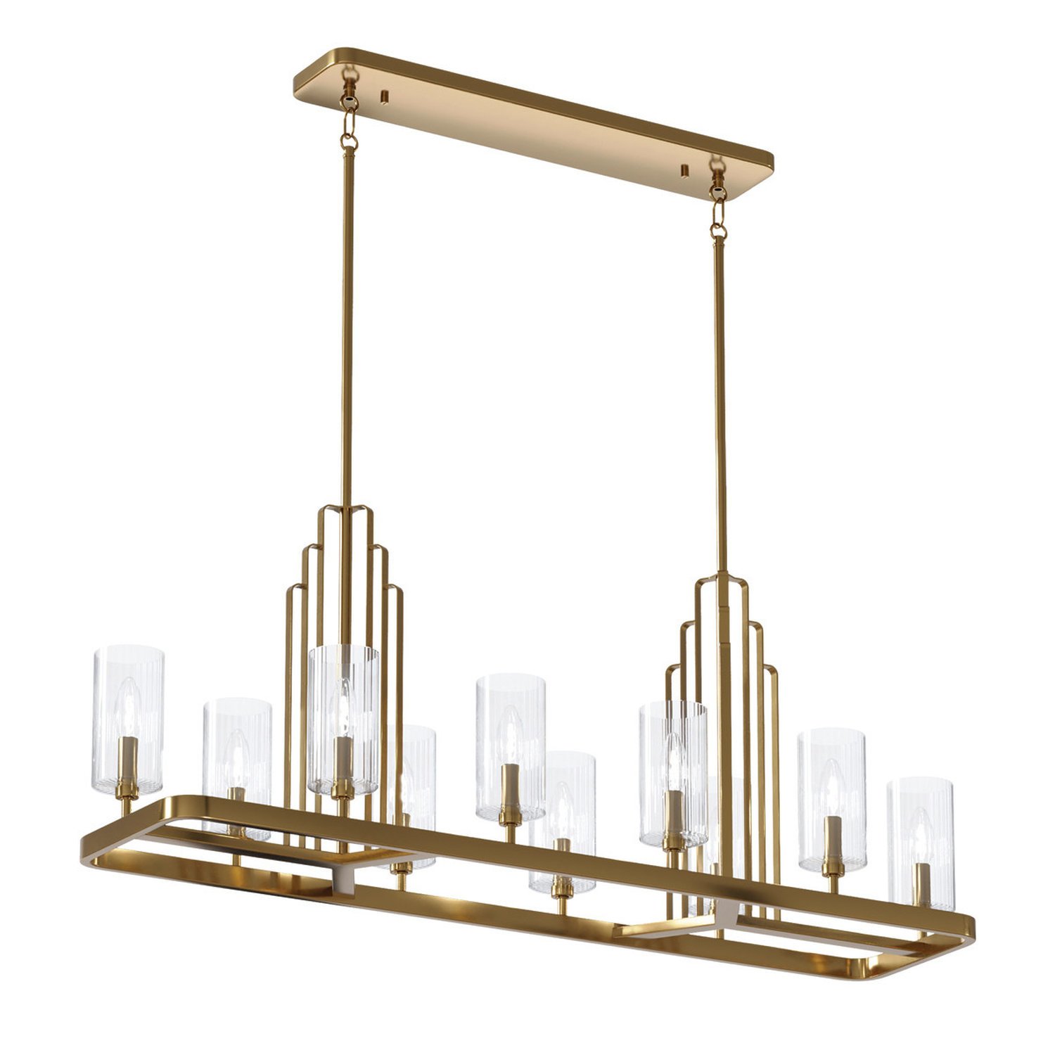 Elstead Kichler 10 Arm Pendant Light - Brushed Natural Brass