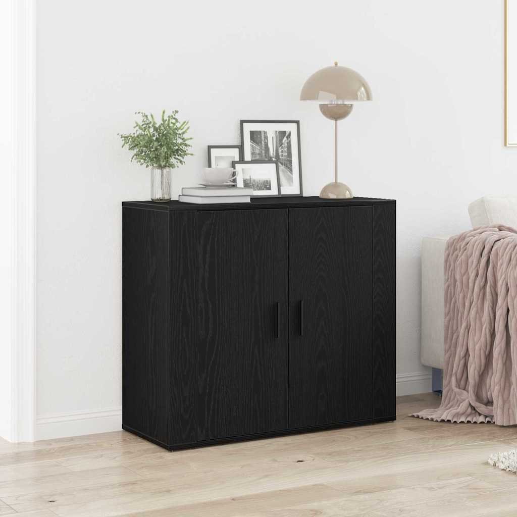 Walplus Engineered Wood Sideboard - Black Oak - 80 x 33 x 70 cm