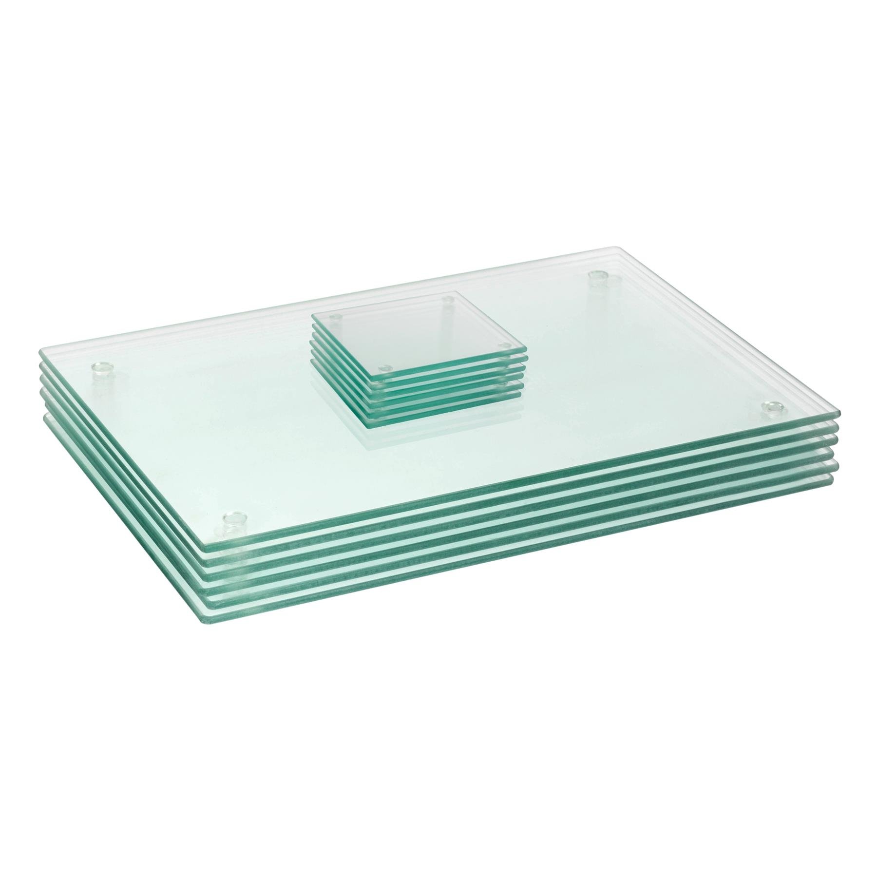 Harbour Housewares 12 Piece Glass Placemats & Coasters Set - Clear
