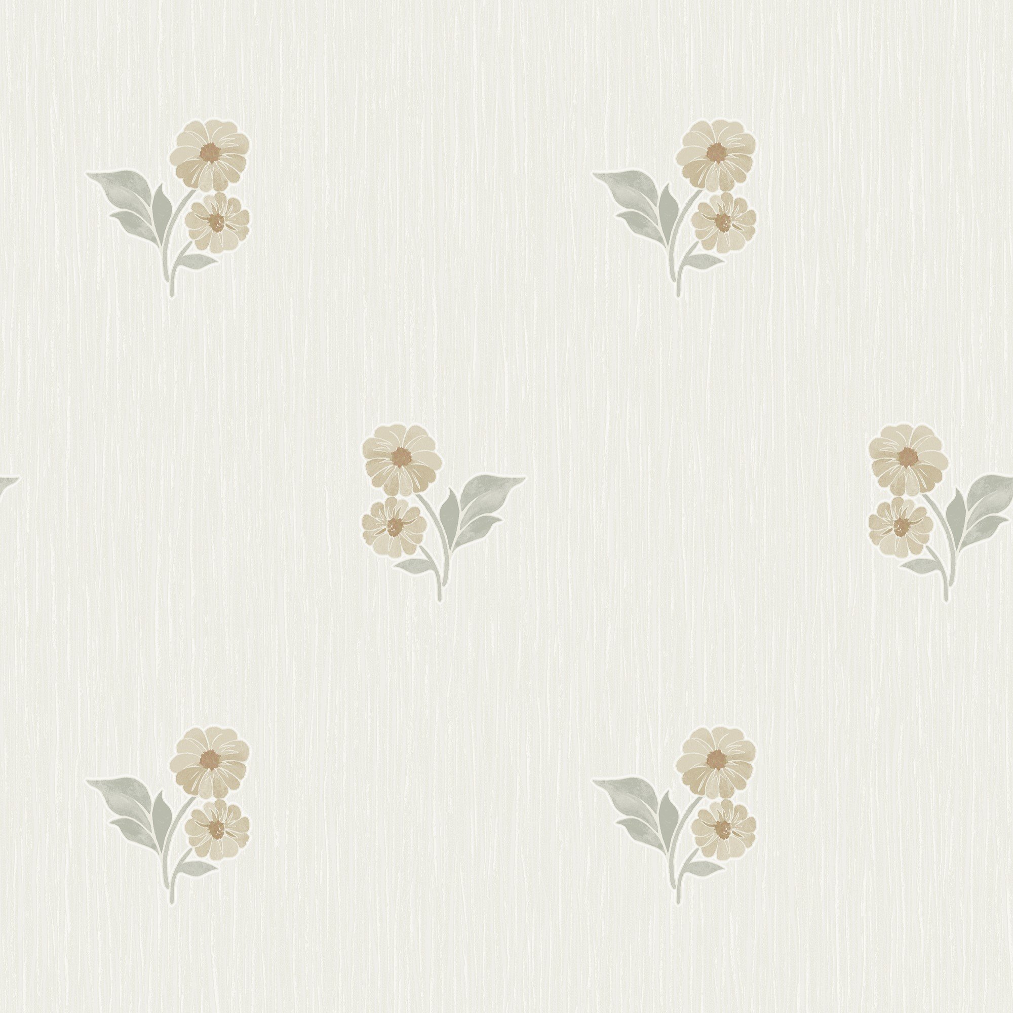 Grandeco Clematis Floral Sprig Textured Blown Vinyl Wallpaper - Sage