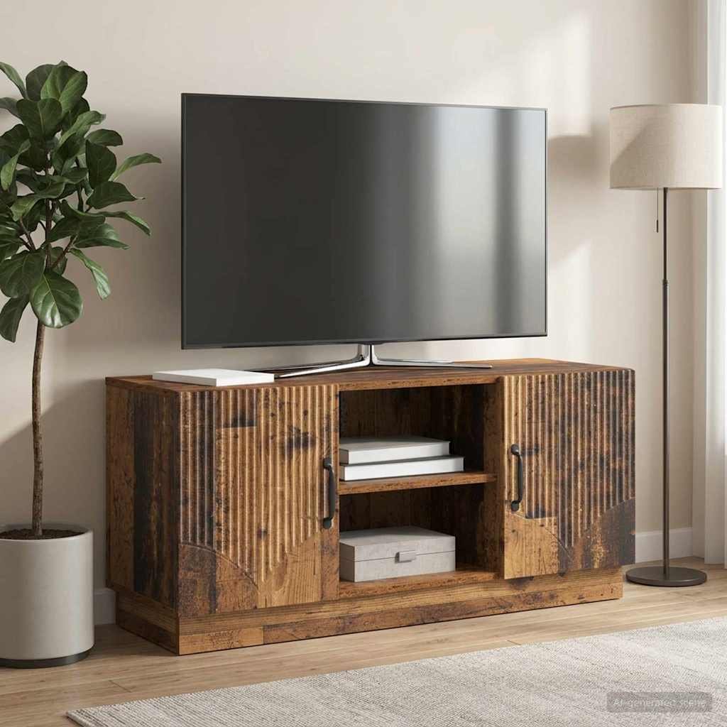 Walplus 2 Door Engineered Wood TV Cabinet - Old Wood - 102 x 34.5 x 47 cm