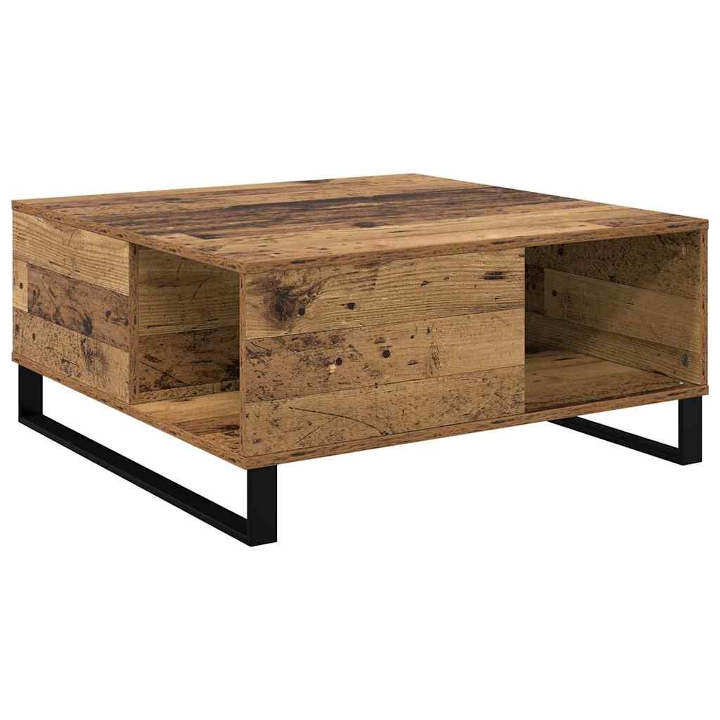 Walplus Black Legged Coffee Table - Old wood - 80 x 80 x 36.5 cm