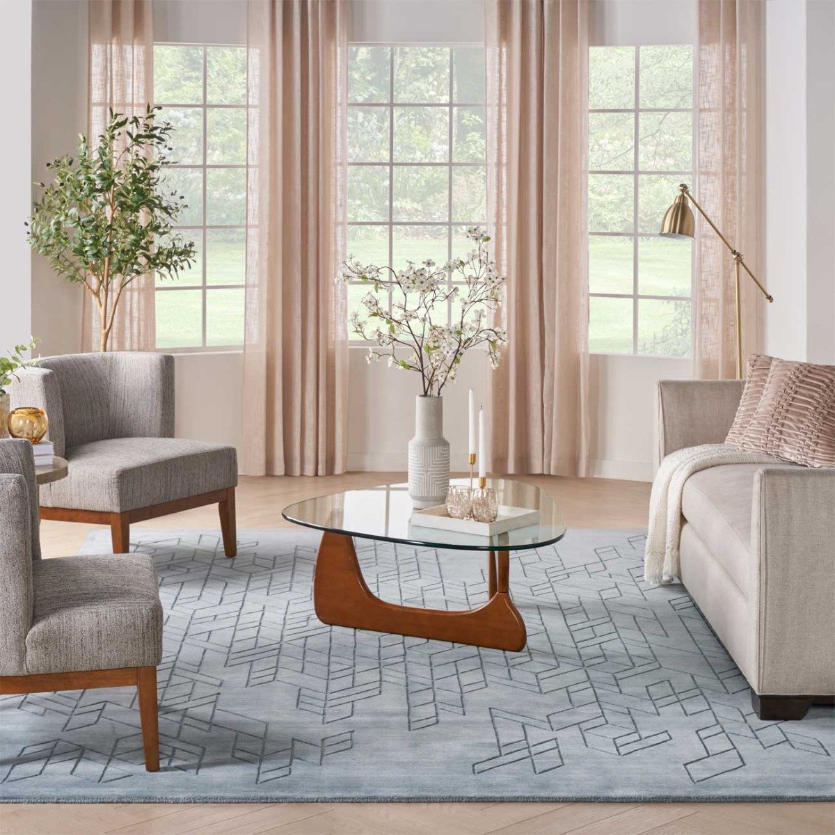 Mega Flooring Blue Modern Geometric Rug - 236 x 297cm