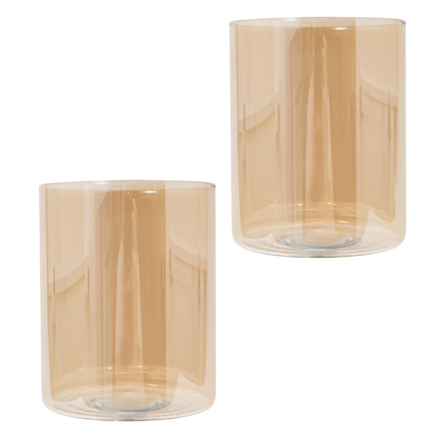 Happy Homewares Pair of Amber Tinted Glass Pendant Shade - 12cm