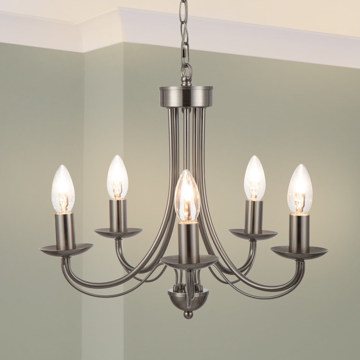 Cosylyte Elmore 5 Light Traditional Classic Metal Pendant Light - Brushed Nickel