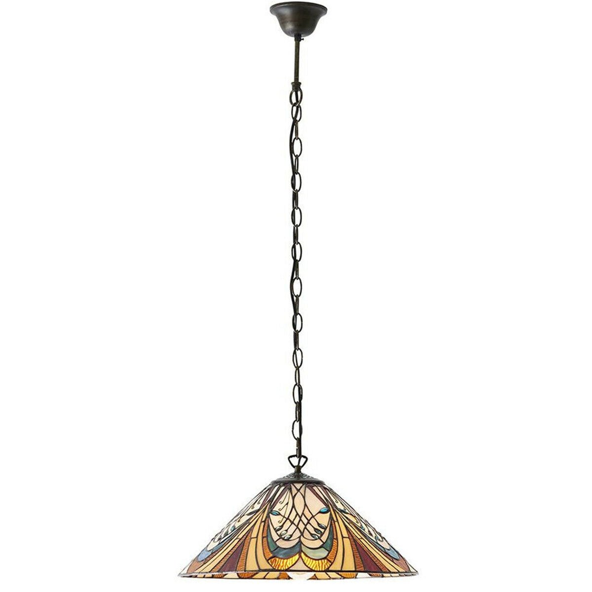 Loops Direct 40cm Diameter Glass and Steel Pendant Light - Bronze