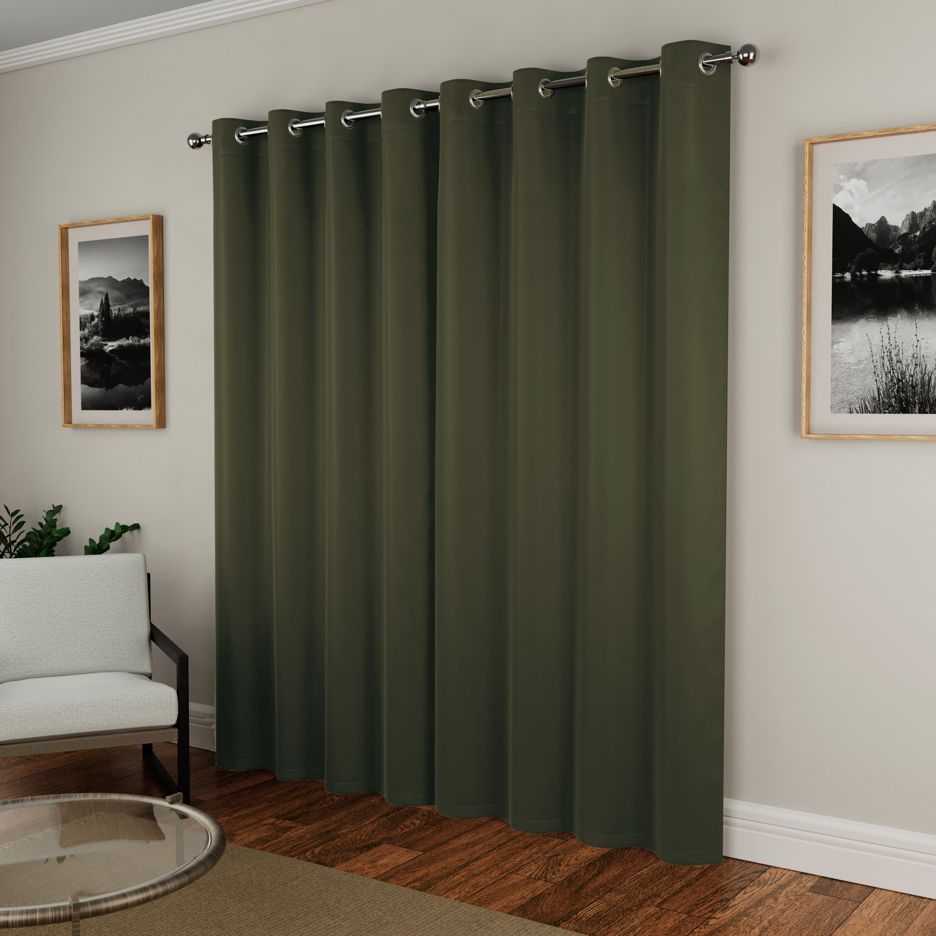 Enhanced Living Luna Plain Thermal Eyelet Curtains - 168 x 229cm - Green