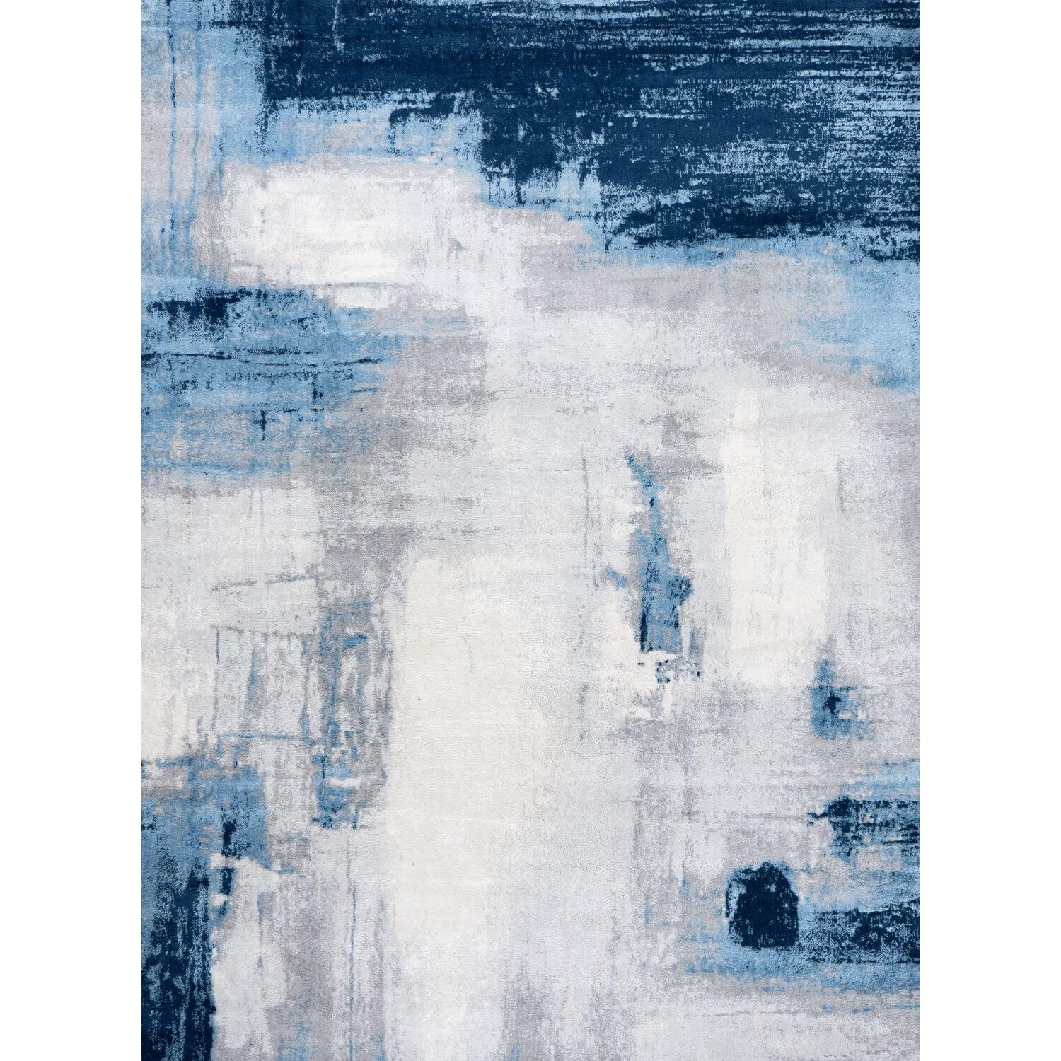 The Rugs Navy and Light Grey Elaris Abstract Brushstroke Rug - 80 x 150cm