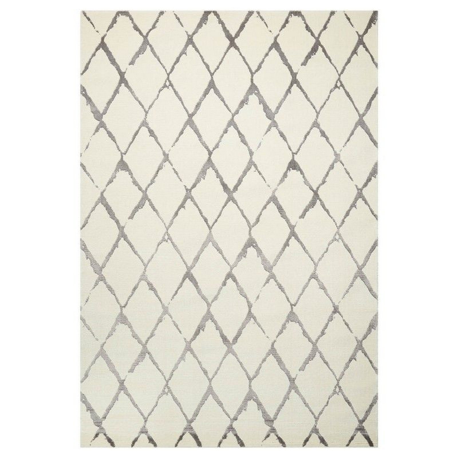 Mega Flooring White Modern Chequered Rug - 236 x 297cm