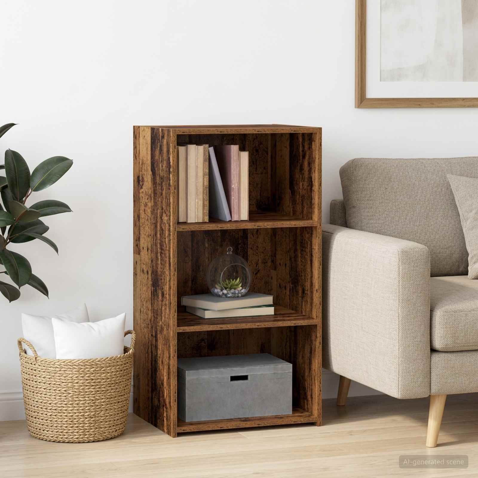 Walplus 2 Shelf Rectangular Sideboard - Old Wood - 50 x 41 x 93 cm