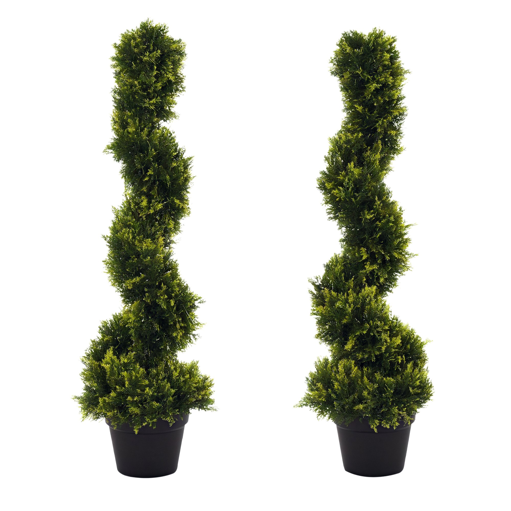 Outsunny Set of 2 3FT Artificial Spiral Topiary Trees - Green