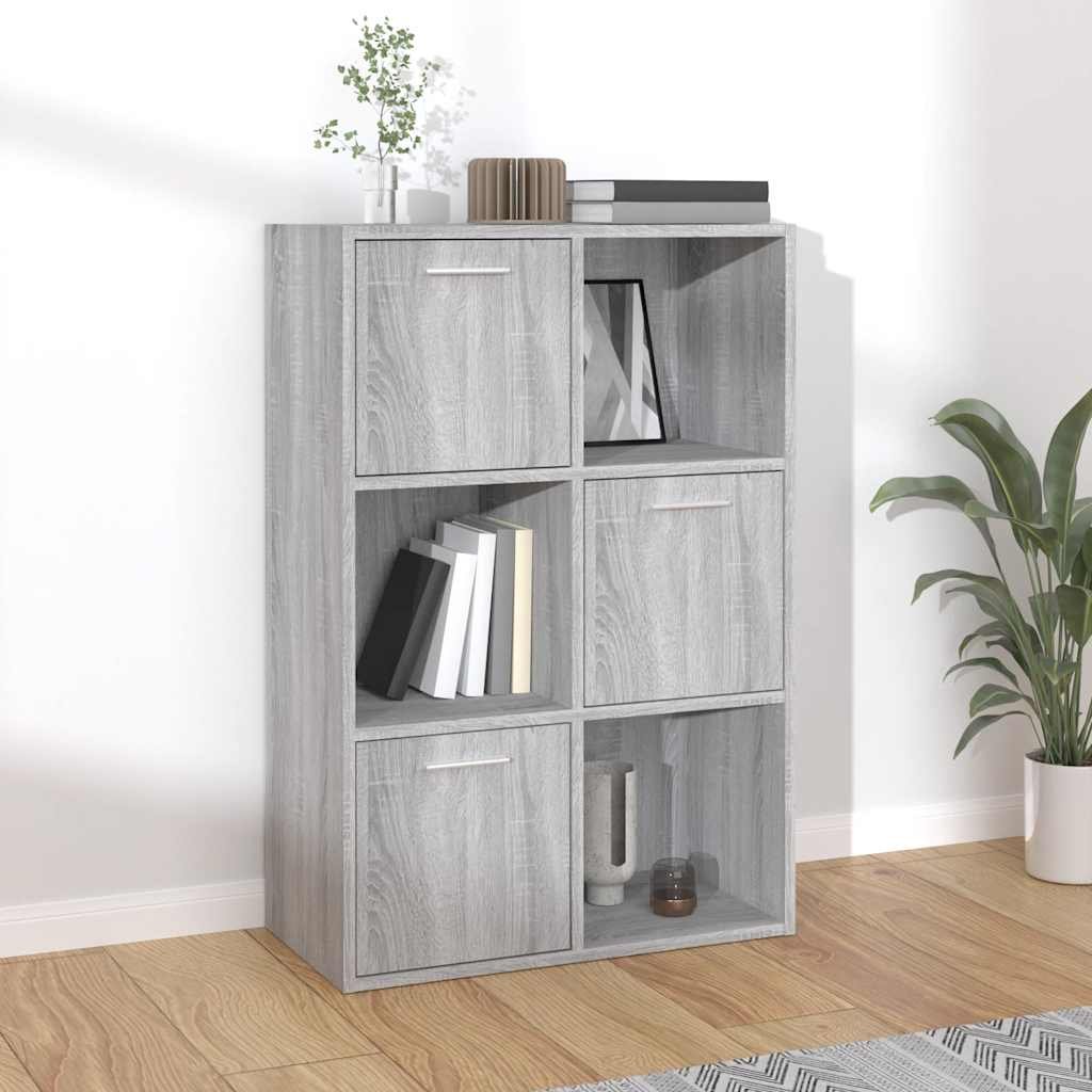 Walplus Engineered Wood Storage Cabinet - Grey and Oak - 60 x 29.5 x 90 cm