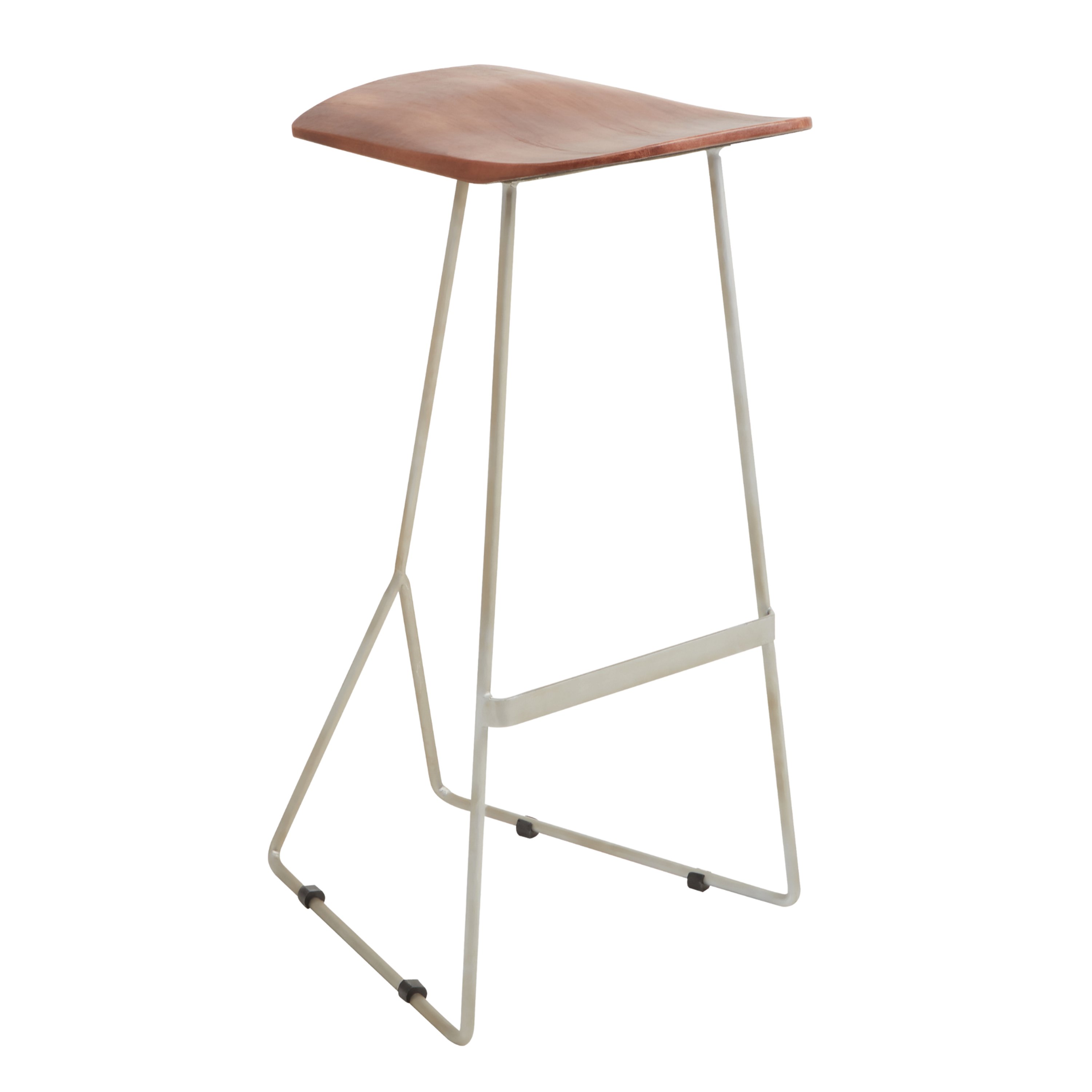 Orsina Nandri Acacia Wood Bar Stool – Natural & Antique Silver