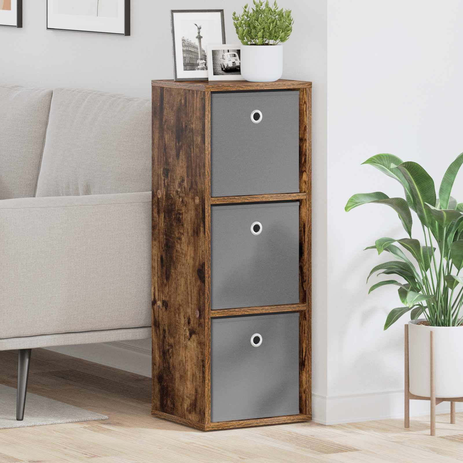 Walplus Sideboard with Drawers - Smoked Oak - 30.5 x 27 x 84.5 cm