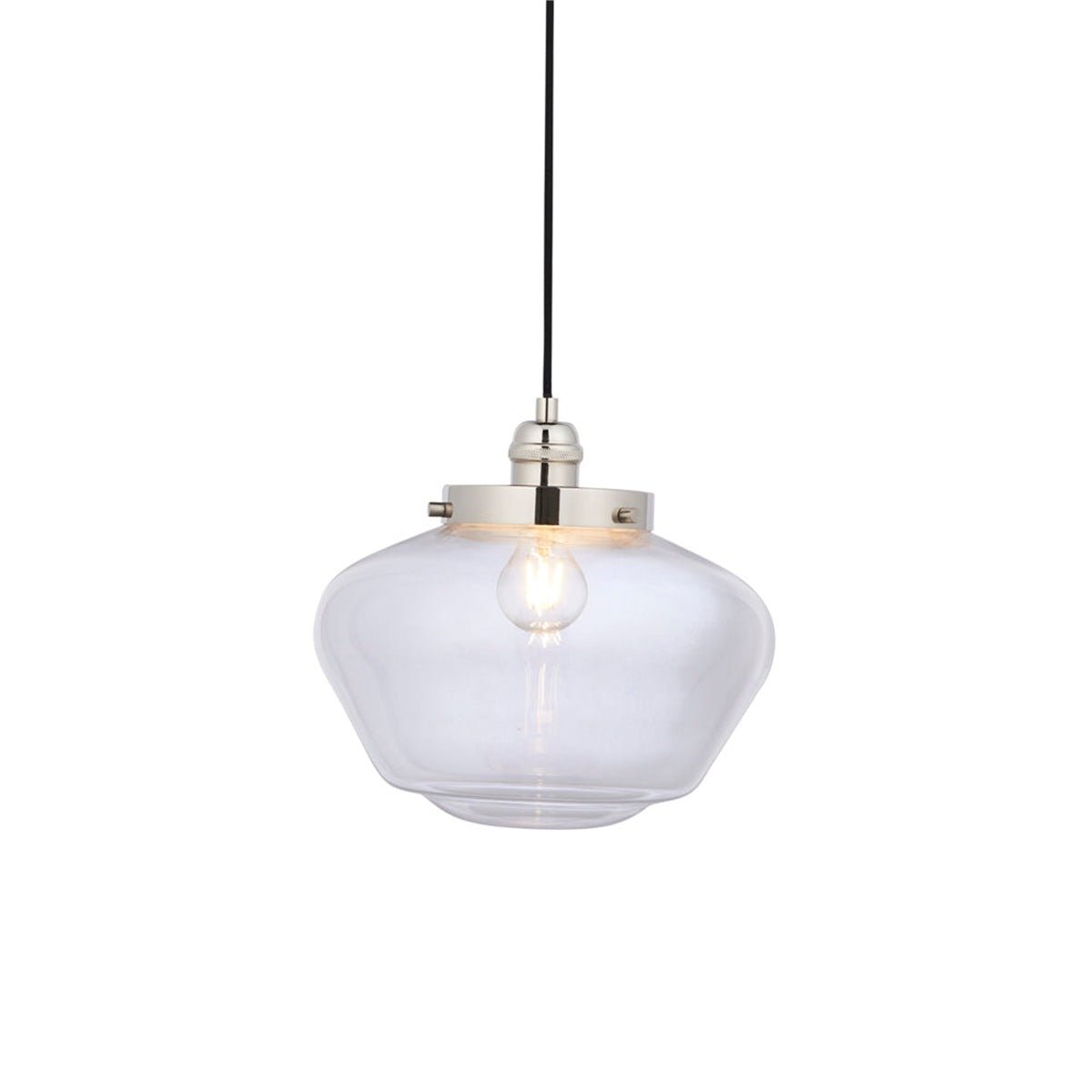 Loops Direct Clear Glass Pendant Light - Polished Nickel