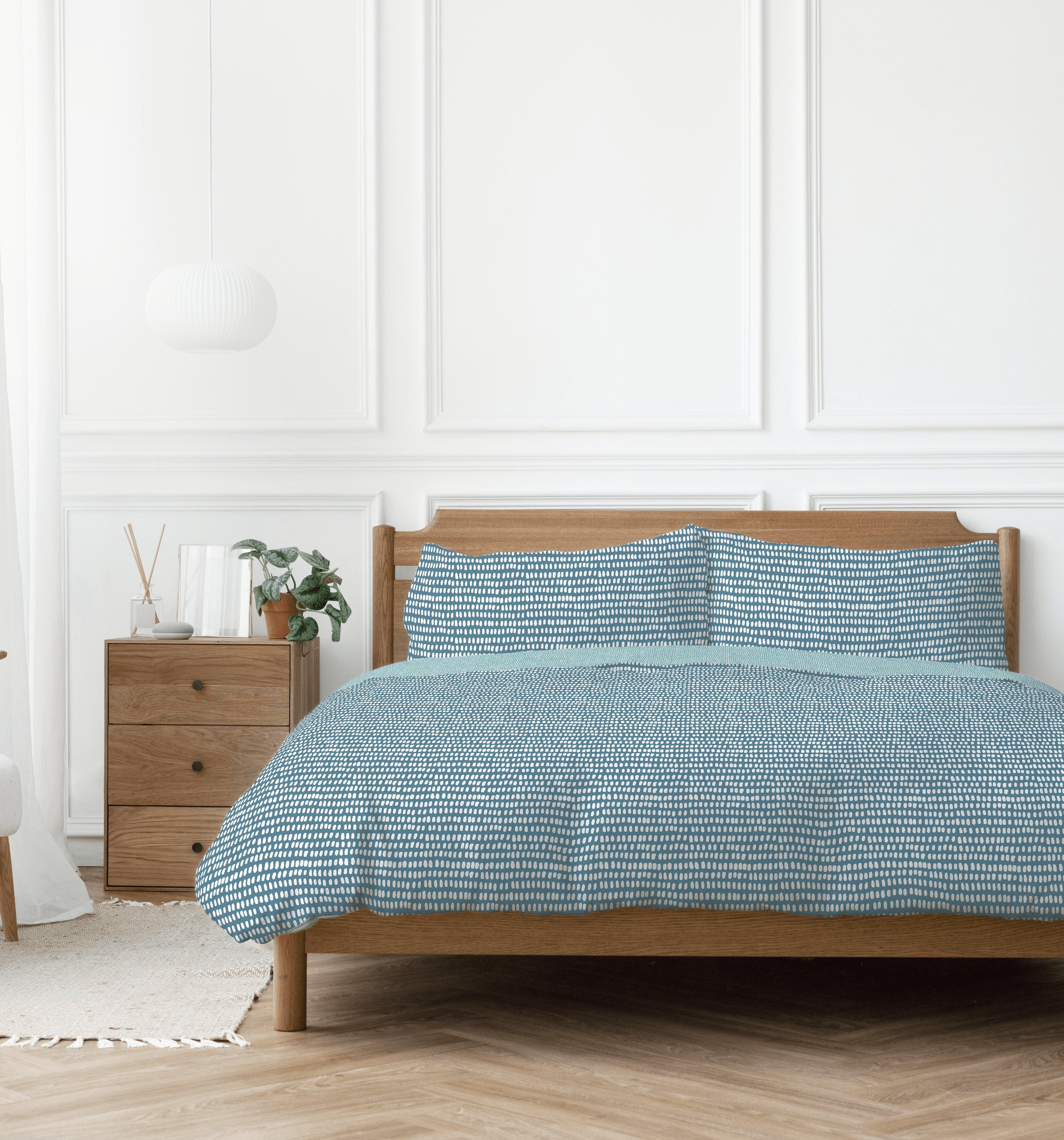 Copenhagen Home Arri Reversible Duvet Set - Double - Ocean Blue