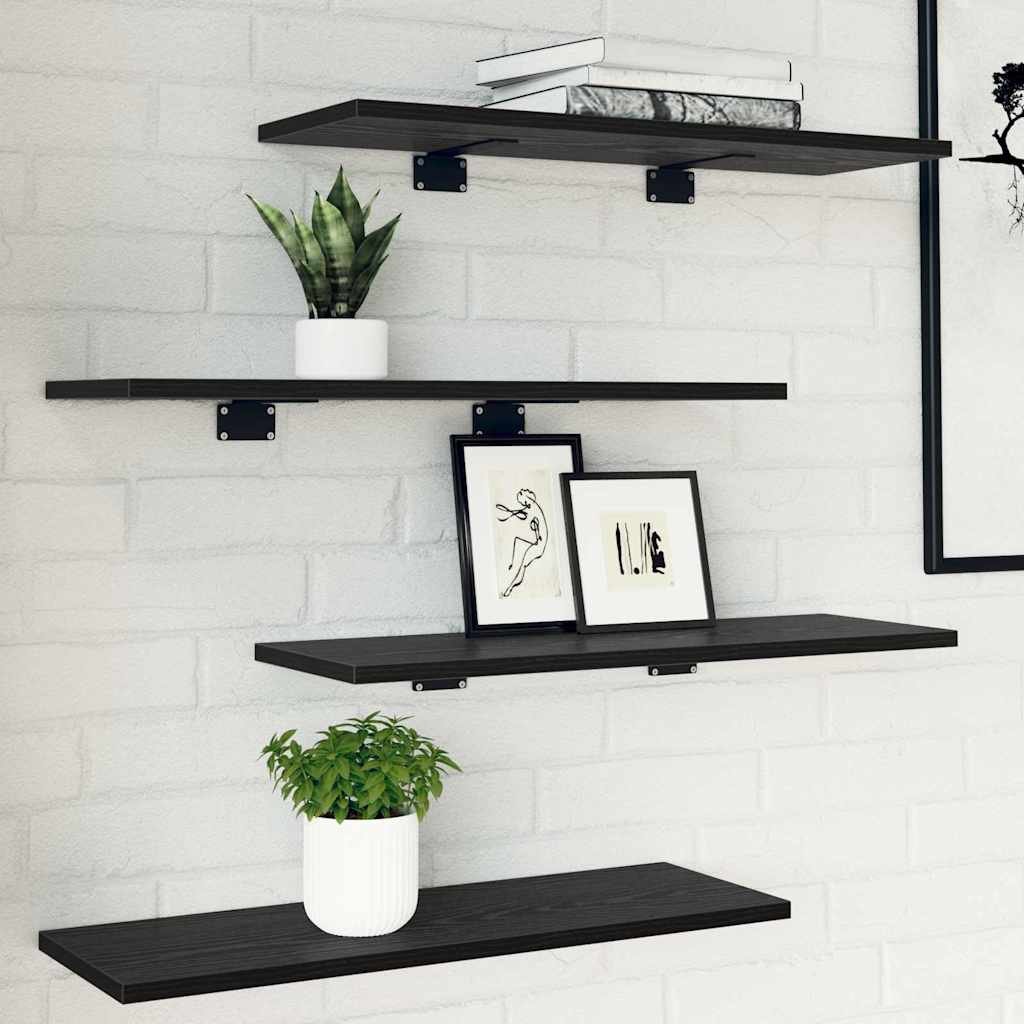 Walplus 3 Tier Engineered Wood Bookshelf - Black - 60 x 20 x 1.5 cm