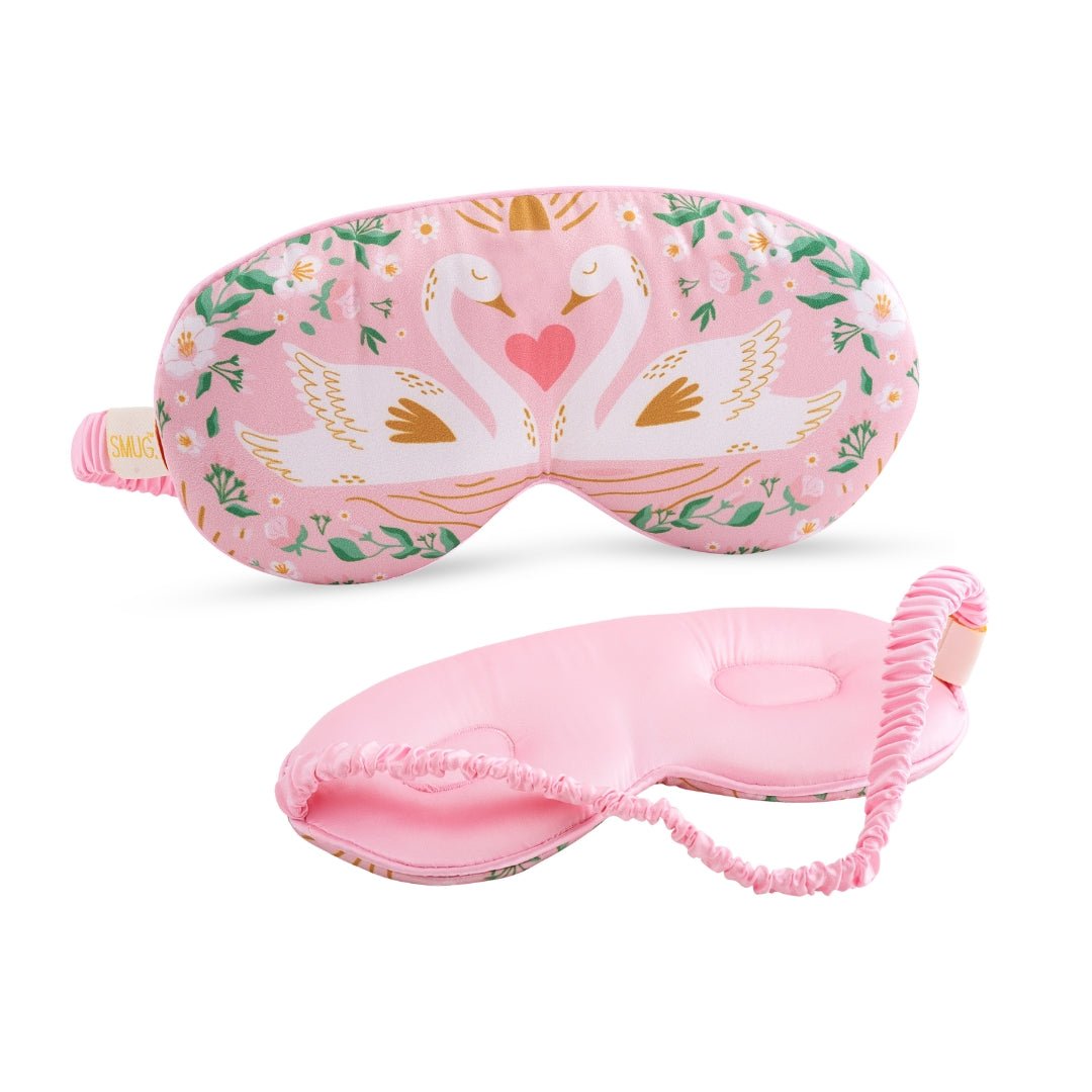 SMUG Cloud Padded Satin Sleep Mask - Swans Print