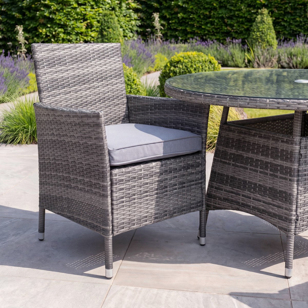 Charles Bentley Garden Outdoor Pair of Rattan Dining Chairs - Grey