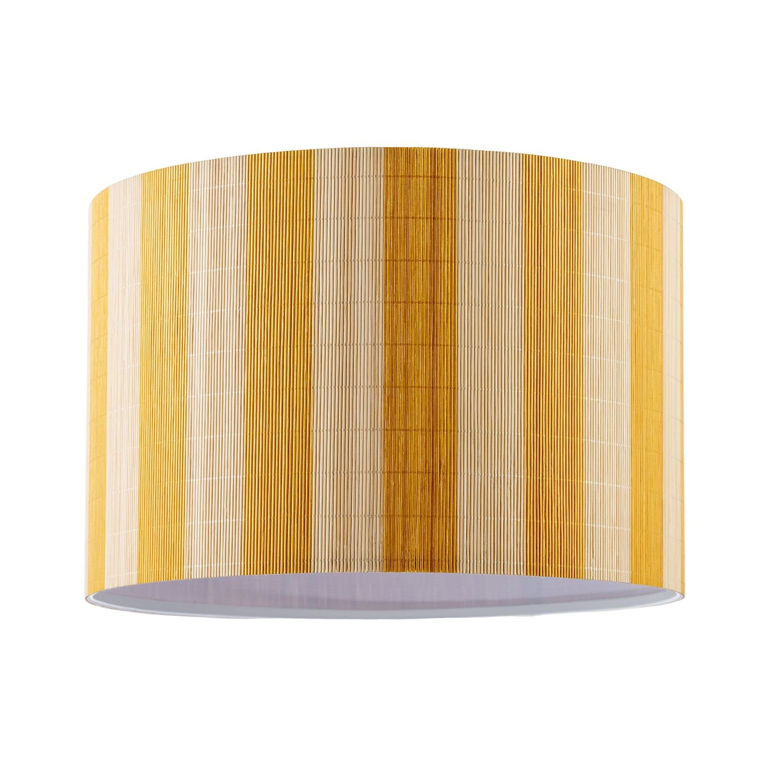 Happy Homewares Shabby Chic Natural Brown Bamboo with Mustard Lampshade - 25cm