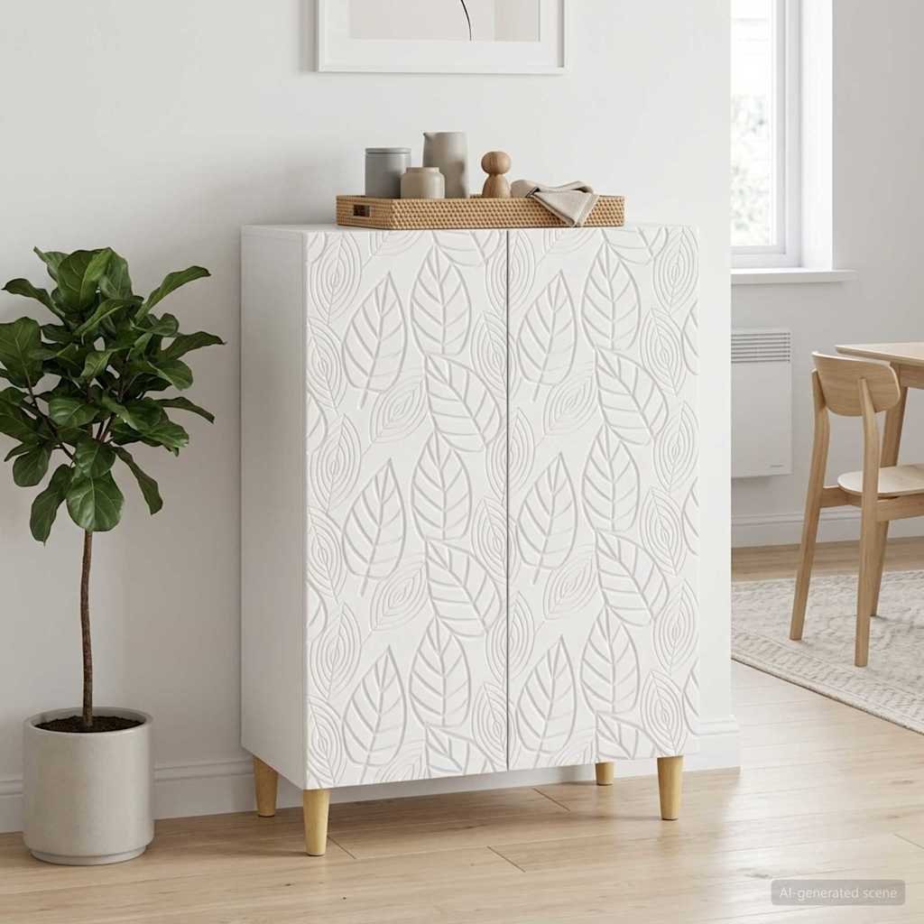 Walplus 2 Door Rectangular Sideboard - High Gloss White - 66 x 34.5 x 90 cm