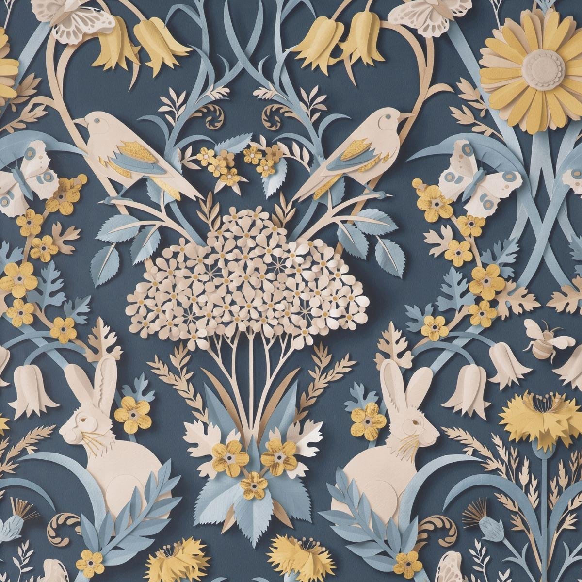 Fine Decor Woodland Wallpaper - Navy