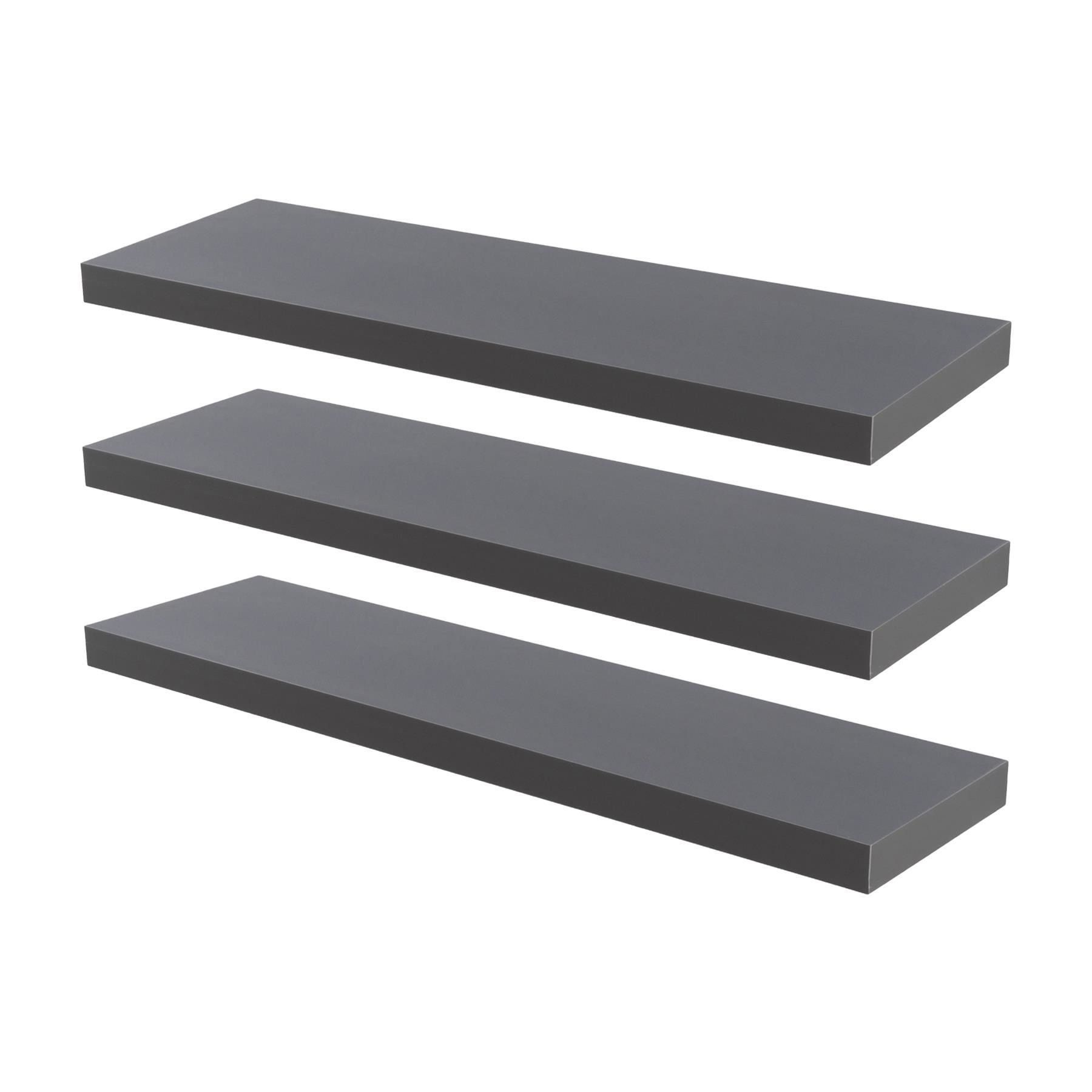 Harbour Housewares 80cm Modern Floating Wall Shelf Pack of 3 - Grey