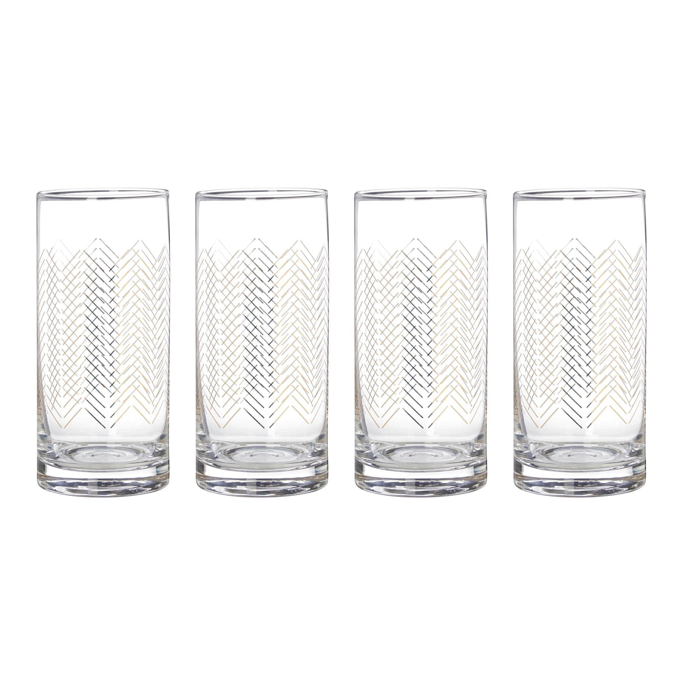 Orsina Set of 4 Jazz Highball Glasses – Gold & Brown