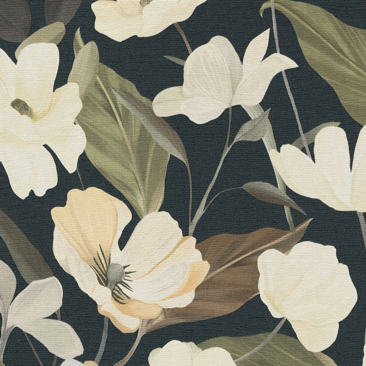 Erismann Fairy Blossom Floral Vinyl Wallpaper - Black