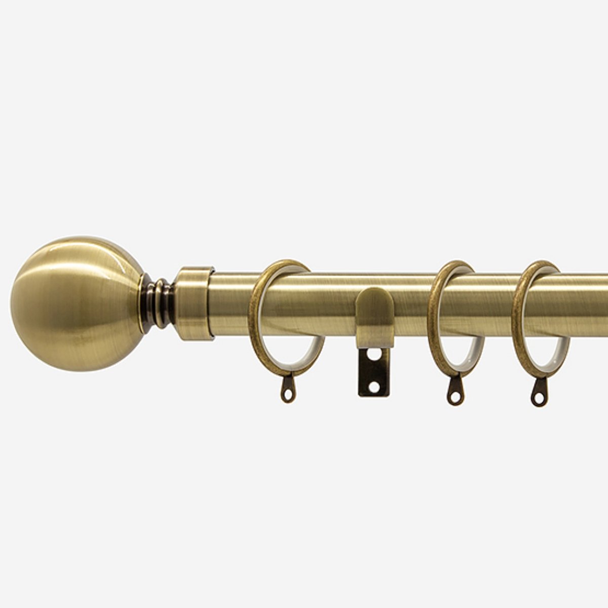 New Edge Blinds Antique Brass 28mm Ball Fixed Metal Curtain Pole - 280cm