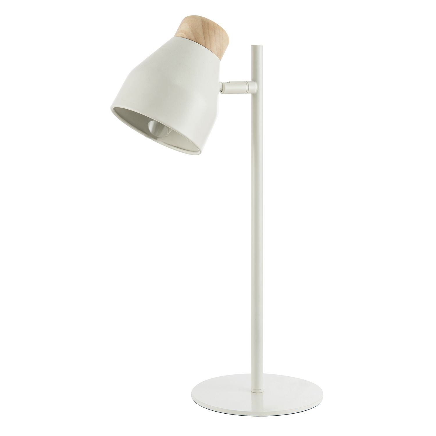 Happy Homewares Muted Dove Grey Scandinavian Table with Wooden Desk Lamp - 17cm
