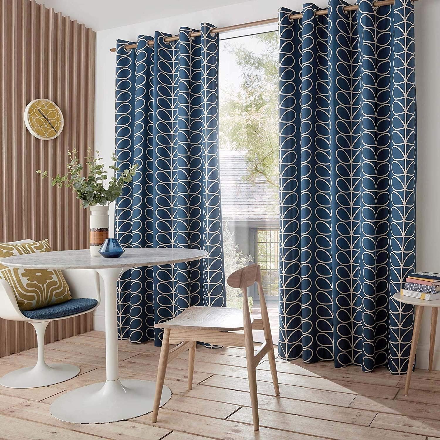Orla Kiely Linear Stem Eyelet Curtains - Whale Blue - 168 x 183cm