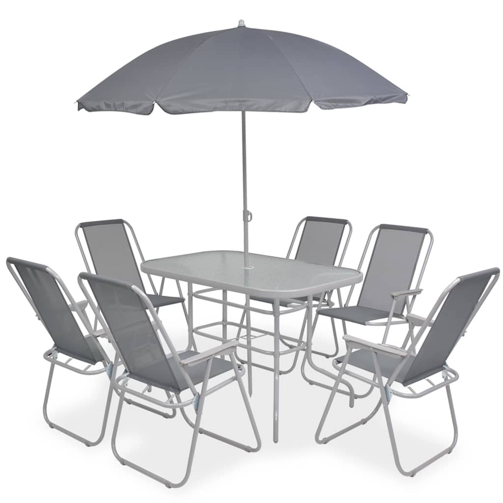 Walplus Steel Outdoor Dining Set - Grey - 108 x 70 x 70 cm