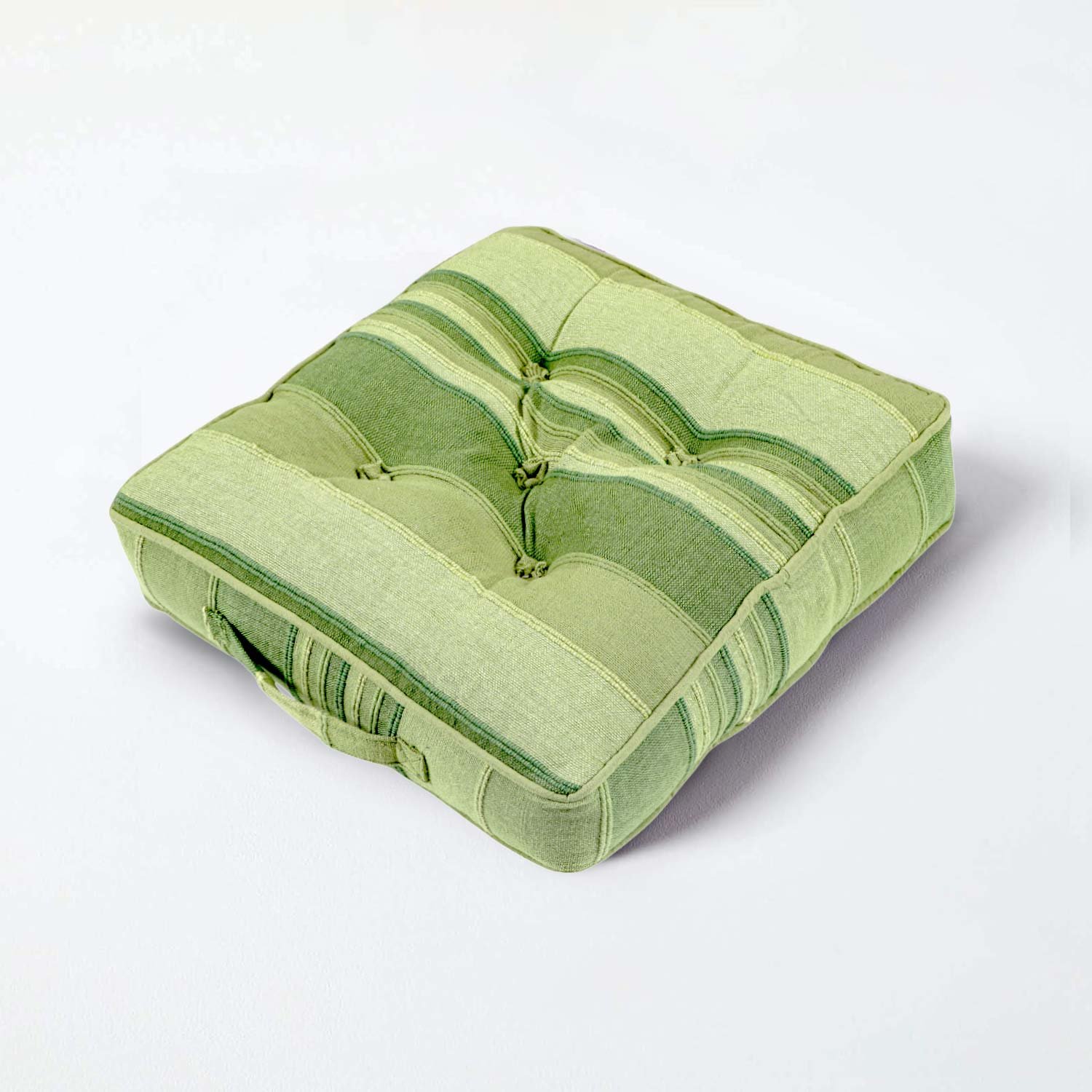 Homescapes Morocco Striped Cotton Floor Cushion - Green