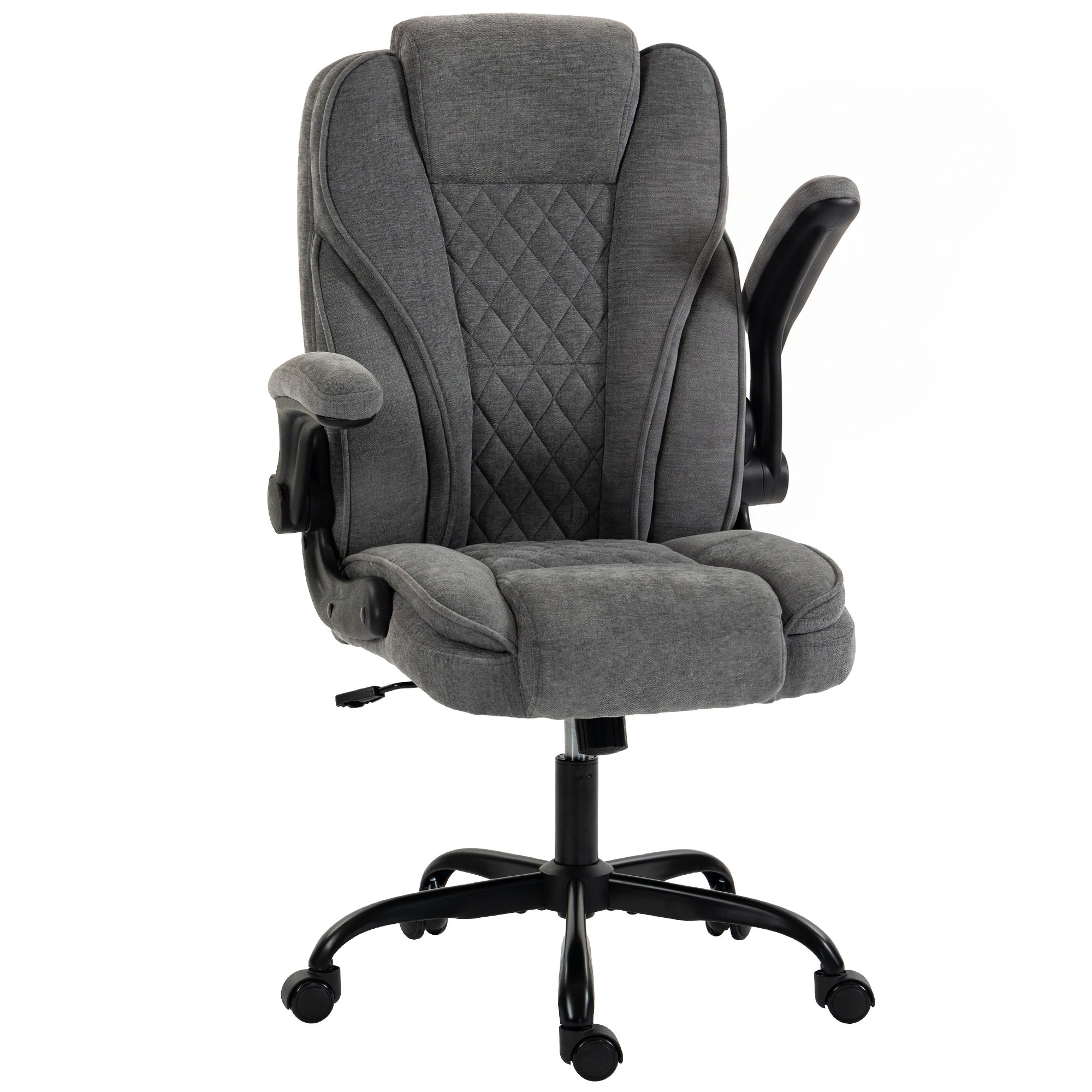 HOMCOM Padded Flip-up Armrest Ergonomic Executive Desk Chair - Grey