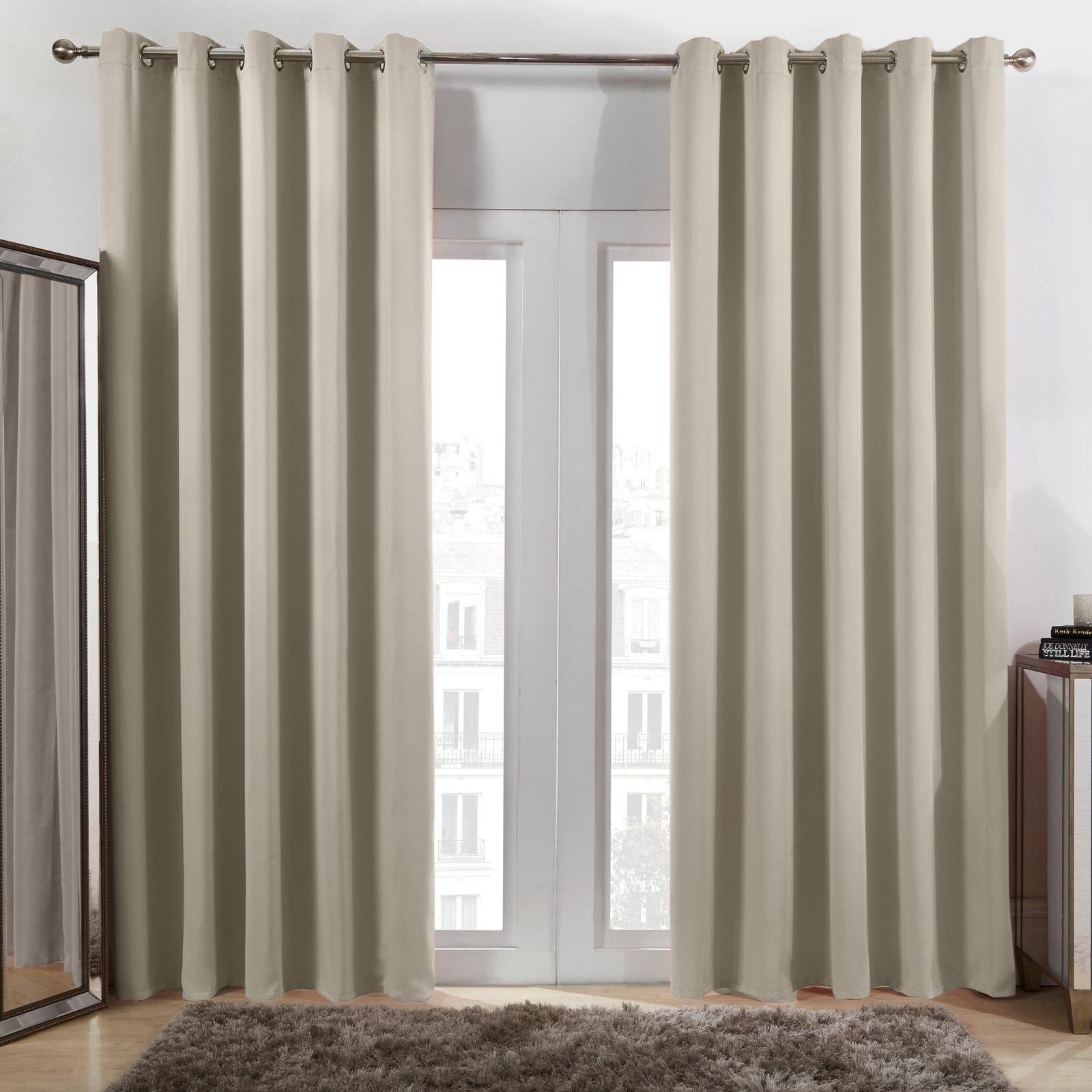 OHS Essentials Plain Eyelet Blackout Curtains 117 x 137cm - Stone