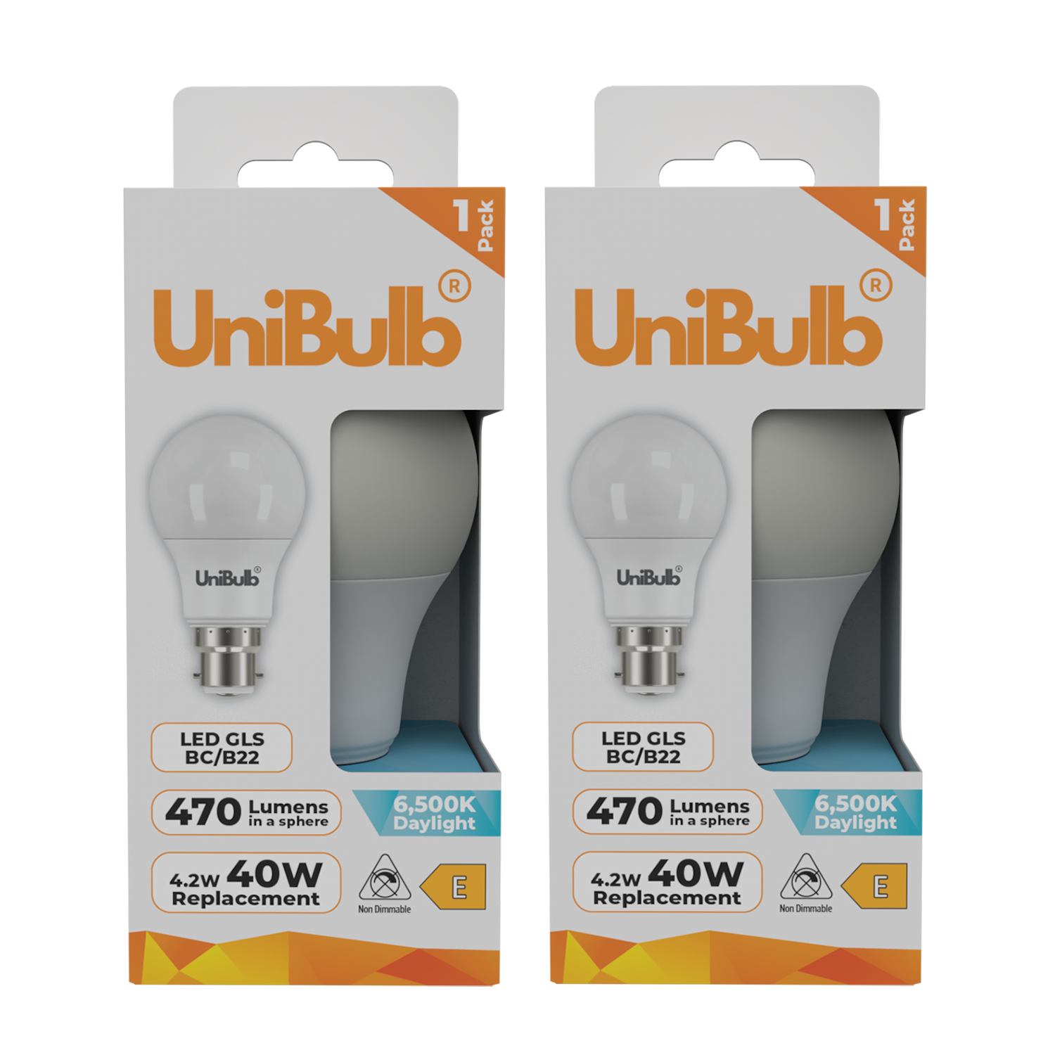 UniBulb 4.2W LED Daylight GLS B22 Light Bulb - Pack of 2
